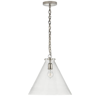Buy polished-nickel-with-clear-glass-glass-and-clear-shade Katie Conical Outdoor (Damp) Pendant by Visual Comfort Signature