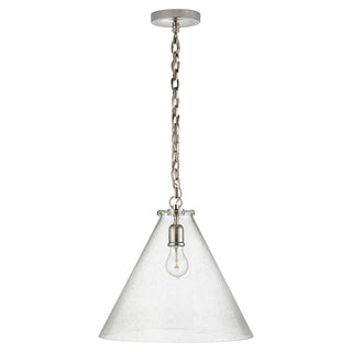 Buy polished-nickel-with-seeded-glass-glass Katie Conical Outdoor (Damp) Pendant by Visual Comfort Signature