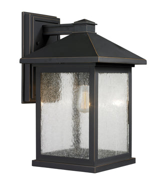 Buy oil-rubbed-bronze-with-clear-seedy-glass-and-clear-shade Portland Outdoor (Wet) Wall Lantern by Z-Lite