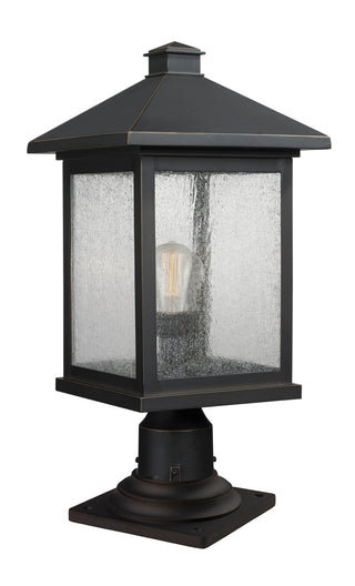 Buy oil-rubbed-bronze-with-clear-seedy-glass-and-clear-seedy-shade Portland Outdoor (Wet) Post Lantern by Z-Lite