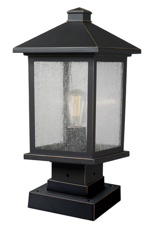 Buy oil-rubbed-bronze-with-clear-beveled-glass-and-clear-shade Portland Outdoor (Wet) Pier Mounted Fixture by Z-Lite