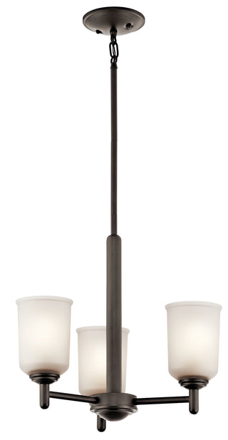 Buy olde-bronze-with-clear-satin-etched-glass-and-white-shade Shailene Chandelier by Kichler