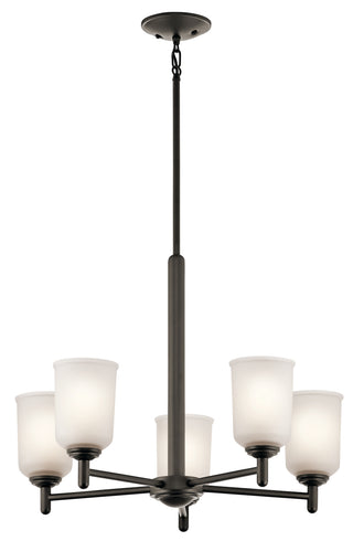 Buy olde-bronze-with-clear-satin-etched-glass-and-white-shade Shailene Chandelier by Kichler