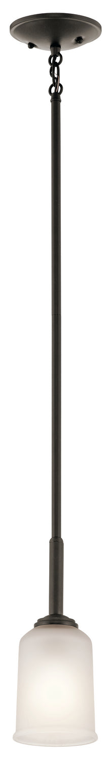 Buy olde-bronze-with-clear-satin-etched-glass-and-white-shade Shailene Pendant by Kichler