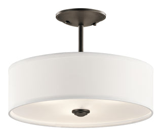 Buy olde-bronze-with-clear-satin-etched-glass-and-white-shade Shailene Semi-Flush Mount Ceiling Light by Kichler