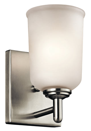 Buy brushed-nickel-with-clear-satin-etched-glass-and-opal-shade Shailene Outdoor (Damp) Sconce by Kichler