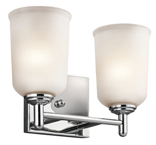 Buy chrome-with-clear-satin-etched-glass-and-white-shade Shailene Vanity by Kichler