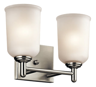 Buy brushed-nickel-with-clear-satin-etched-glass-and-white-shade Shailene Vanity by Kichler