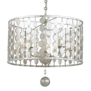 Buy antique-silver-and-silver-gray-shade Layla Outdoor (Damp) Chandelier by Crystorama