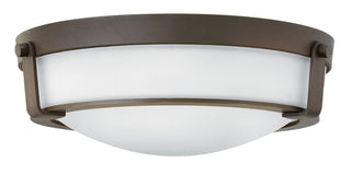 Buy olde-bronze-with-etched-glass-and-white-shade Hathaway Flush Mount Ceiling Light by Hinkley