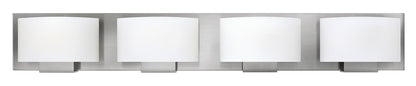 Mila Vanity by Hinkley – Lights: 4 Light (4.00"L x 32.25"W x 5.00"H) – Finish: Brushed Nickel with Etched Opal Glass and Opal Shade – Hinkley-53554BN