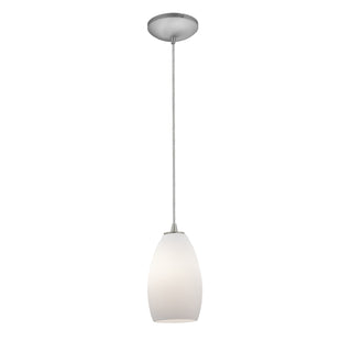 Buy brushed-steel-with-opal-glass-and-opal-shade Champagne Pendant by Access