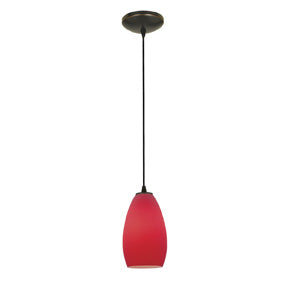 Buy oil-rubbed-bronze-with-red-glass-and-red-shade Champagne Pendant by Access