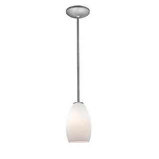 Buy brushed-steel-with-opal-glass-and-white-shade Champagne Pendant by Access