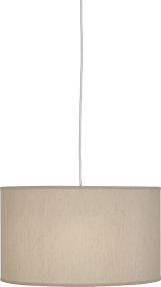 Buy painted-white-with-bone-dupioni-fabric-shade-with-fabric-diffuser-glass-and-beige-tan-shade Elena Pendant by Robert Abbey