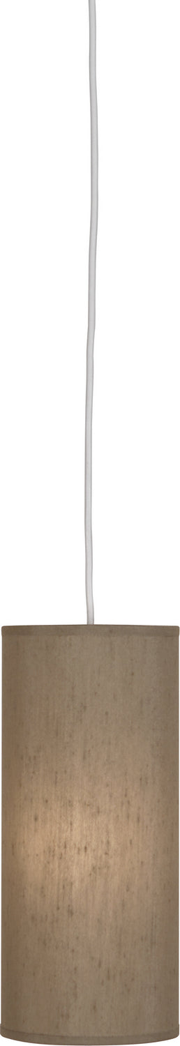 Buy painted-white-with-mushroom-dupioni-fabric-shade-glass-and-beige-tan-shade Elena Pendant by Robert Abbey