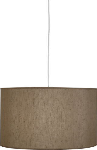 Buy painted-white-with-mushroom-dupioni-fabric-shade-with-fabric-diffuser-glass-and-beige-tan-shade Elena Pendant by Robert Abbey