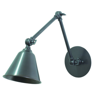 Buy oil-rubbed-bronze-with-metal-glass-and-metal-shade Library Light Sconce by House of Troy