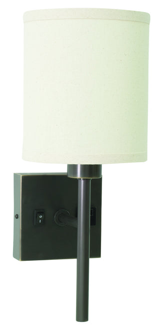 Buy oil-rubbed-bronze-with-off-white-linen-hardback-glass-and-white-shade Wall Sconce Sconce by House of Troy