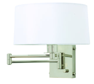 Buy polished-nickel-with-white-linen-hardback-glass-and-white-shade Wall Swing Sconce by House of Troy