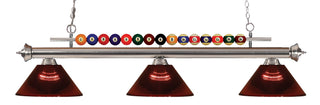 Buy brushed-nickel-with-burgundy-glass-and-multicolor-shade Shark Billiard by Z-Lite