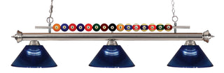 Buy brushed-nickel-with-dark-blue-glass-and-blue-shade Shark Billiard by Z-Lite