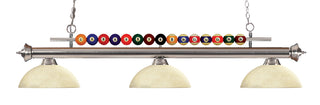 Buy brushed-nickel-with-golden-mottle-glass-and-amber-brown-shade Shark Billiard by Z-Lite