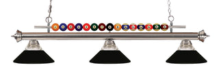 Buy brushed-nickel-with-clear-ribbed-matte-black-glass-and-multicolor-shade Shark Billiard by Z-Lite