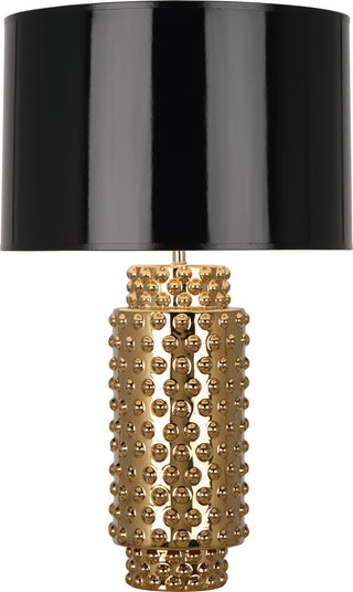 Buy textured-ceramic-w-gold-metallic-glaze-with-black-opaque-parchment-shade-with-gold-foil-lining-glass-and-black-shade Dolly Table Lamp by Robert Abbey