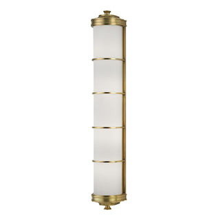 Buy aged-brass-with-white-glass Albany Outdoor (Damp) Sconce by Hudson Valley