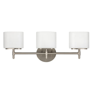 Buy satin-nickel-with-opal-matte-glass-and-white-shade Trinity Vanity by Hudson Valley