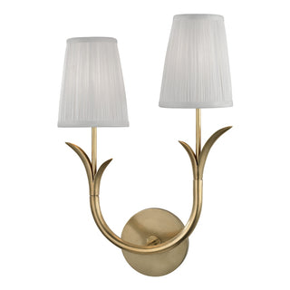 Buy aged-brass-with-white-glass-and-white-shade Deering Outdoor (Damp) Sconce by Hudson Valley
