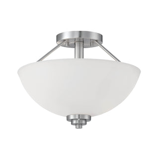 Buy satin-nickel-with-etched-white-glass-and-white-shade Durham Semi-Flush Mount Ceiling Light by Millennium