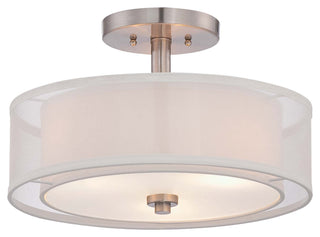 Buy brushed-nickel-with-translucent-silver-linen-shade-glass-and-silver-gray-shade Parsons Studio Outdoor (Damp) Semi-Flush Mount Ceiling Light by Minka-Lavery