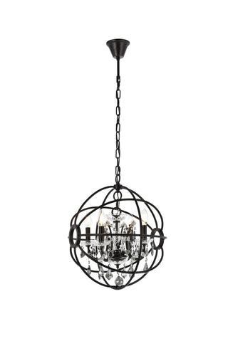 Buy dark-bronze-with-silver-shade-grey-glass Geneva Pendant by Elegant Lighting