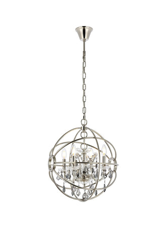 Buy polished-nickel-with-silver-shade-grey-glass Geneva Pendant by Elegant Lighting
