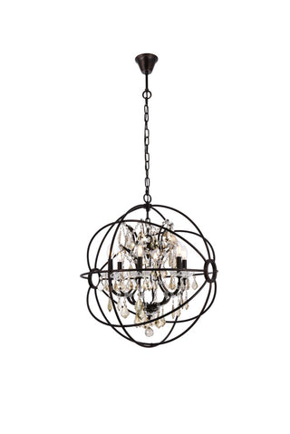Buy dark-bronze-with-golden-teak-smoky-glass Geneva Chandelier by Elegant Lighting