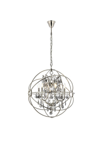 Buy polished-nickel-with-silver-shade-grey-glass Geneva Chandelier by Elegant Lighting