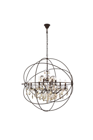 Buy rustic-intent-with-golden-teak-smoky-glass Geneva Chandelier by Elegant Lighting