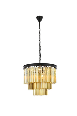 Buy matte-black-with-golden-teak-smoky-glass Sydney Chandelier by Elegant Lighting