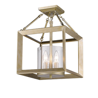 Buy white-gold-with-clear-glass-glass-and-clear-shade Smyth Semi-Flush Mount Ceiling Light by Golden
