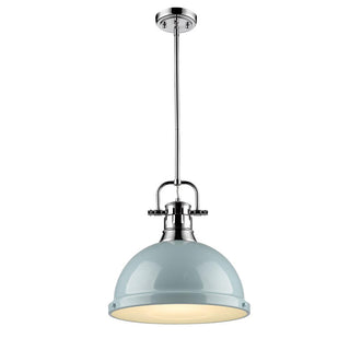Buy chrome-with-seafoam-glass Duncan Outdoor (Damp) Pendant by Golden