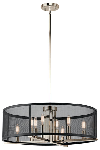 Buy polished-nickel-with-black-steel-mesh-glass-and-metal-shade Titus Chandelier by Kichler
