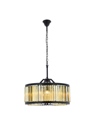 Buy matte-black-with-golden-teak-smoky-glass Chelsea Chandelier by Elegant Lighting