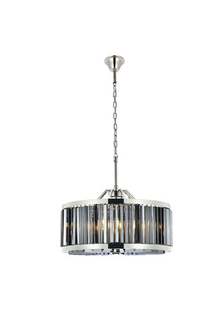 Buy polished-nickel-with-silver-shade-grey-glass-and-silver-gray-shade Chelsea Chandelier by Elegant Lighting