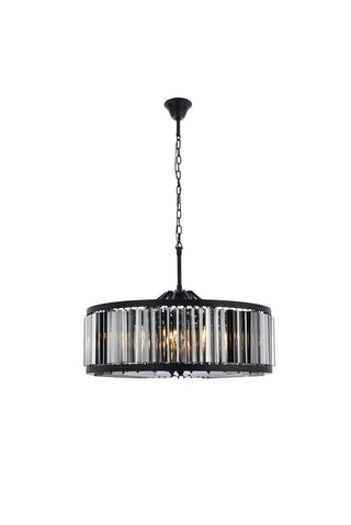 Buy matte-black-with-silver-shade-grey-glass-and-silver-gray-shade Chelsea Chandelier by Elegant Lighting