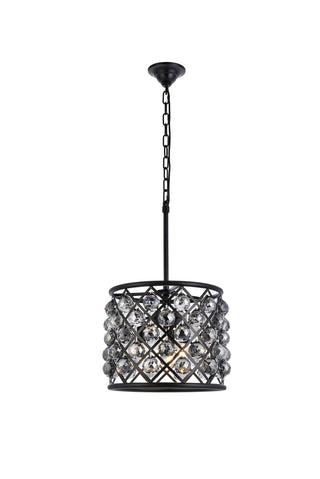 Buy matte-black-with-silver-shade-grey-glass-and-silver-gray-shade Madison Pendant by Elegant Lighting