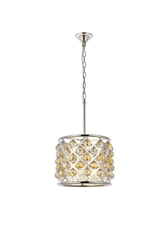 Buy polished-nickel-with-golden-teak-smoky-glass Madison Pendant by Elegant Lighting