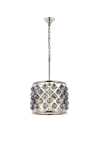 Buy polished-nickel-with-silver-shade-grey-glass-and-clear-shade Madison Pendant by Elegant Lighting
