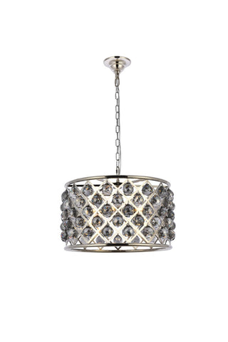 Buy polished-nickel-with-silver-shade-grey-glass-and-silver-gray-shade Madison Pendant by Elegant Lighting